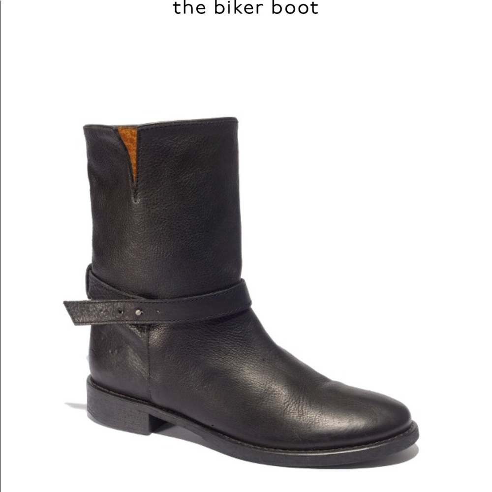 Madewell Biker Boot—Black Leather